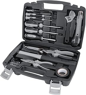 Amazon Basics Jeu d’outils pour la maison, 32 pièces, Noir/gris