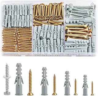 228 Pcs Cheville Beton et Vis Autotaraudeuses, Cheville Parpaing Creux et Vis Beton, Chevilles Charge Lourde et Visser pour plaques de plâtre, briques, murs en béton, boulons d