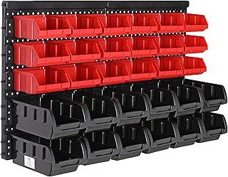 DEUBA® Étagère à outils murale avec 30 boites de rangement empilables et 2 panneaux muraux extensible rangement atelier