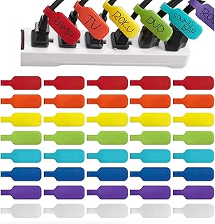 Lot de 80 marqueurs de câble, 8 couleurs, 9 x 2 cm, étiquettes de câble réutilisables, étiquettes autocollantes pour câbles