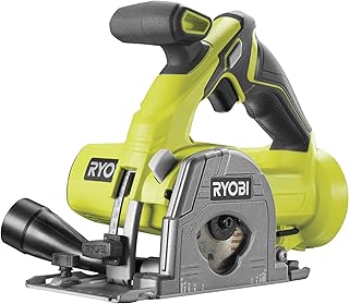 RYOBI Mini Scie Circulaire Sans Fil 18V ONE+ R18MMS-0 – 2 Lames (multimatériaux & carrelage), Coupe Rapide et Contrôlée – Idéal Découpe Rapide Bois & Stratifiés – Batterie Non Incluse